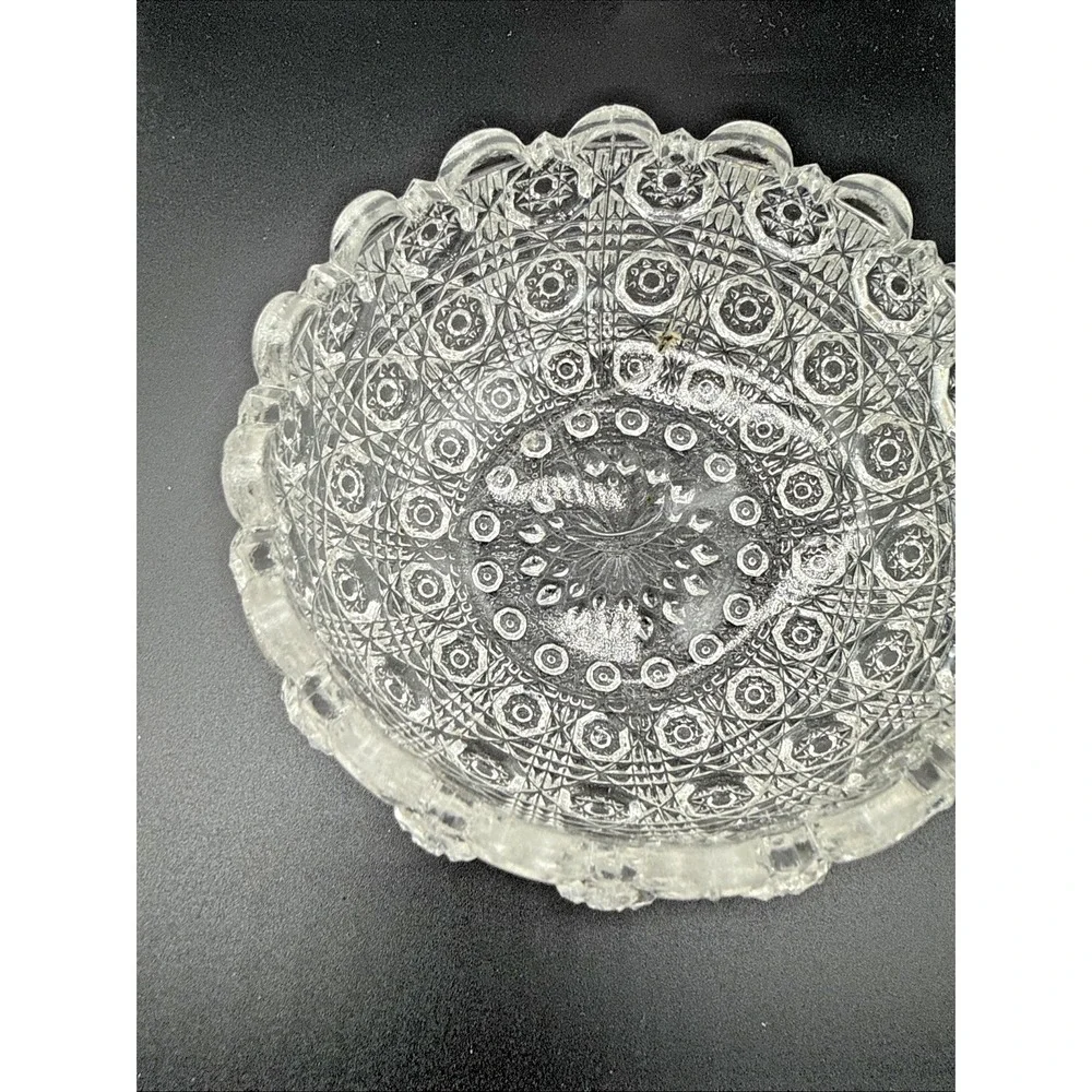 Vintage Pressed and Cut Glass Collection 10 Piece Set Bowls Decanter Basket
